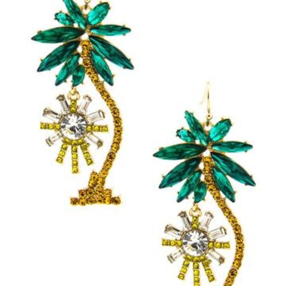 Palm Tree Sun Dangle Earrings